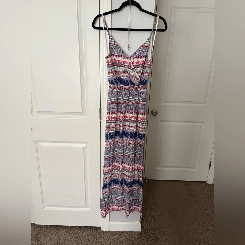 One Clothing Floral Print Deep V-Neck Maxi Summer Boho Dress Floral Midi Dress - Picture 1 of 4